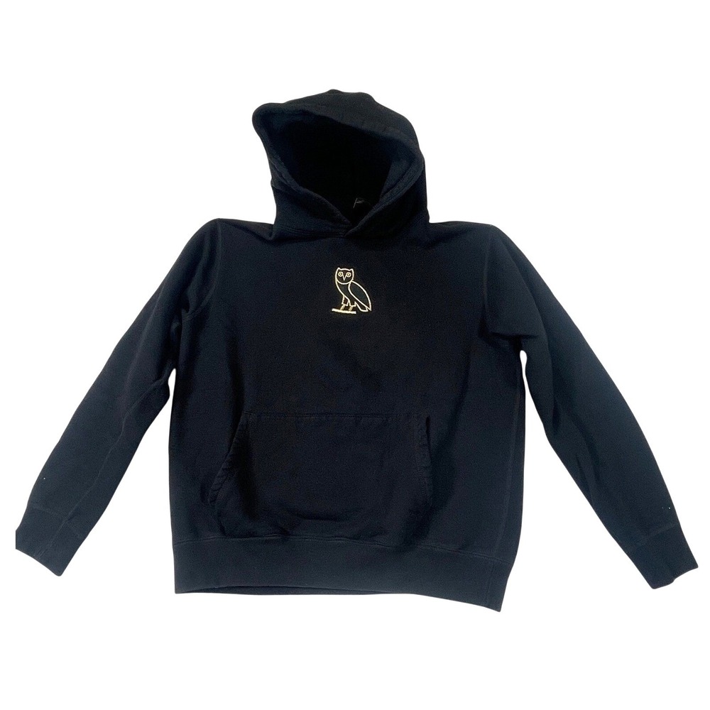 OVO October's Very Own Black Hoodie Embroidered‎ Owl Logo Pullover Size M